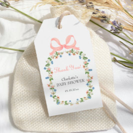 Wildflower Roze Bow Baby shower Cadeaulabel