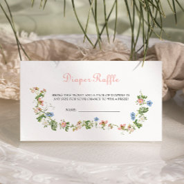 Wildflower Roze Bow Baby shower Luier Raffle Informatiekaartje