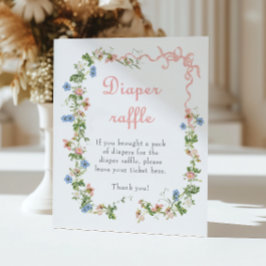 Wildflower Roze Bow Baby shower Luier Raffle Poster