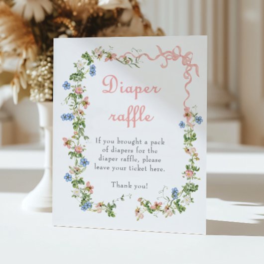 Wildflower Roze Bow Baby shower Luier Raffle Poster