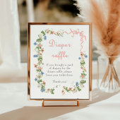 Wildflower Roze Bow Baby shower Luier Raffle Poster