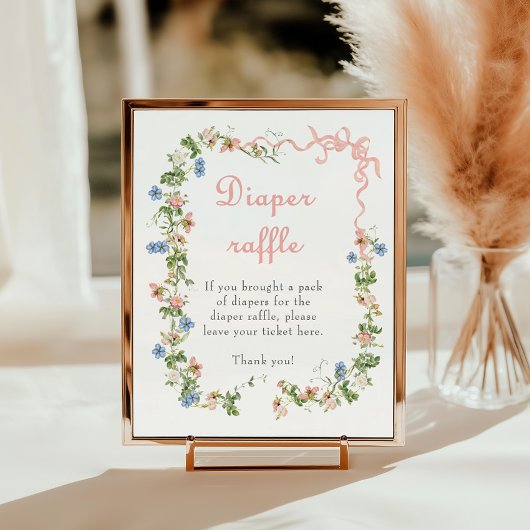 Wildflower Roze Bow Baby shower Luier Raffle Poster