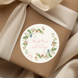 Wildflower Roze Bow Baby shower Ronde Sticker