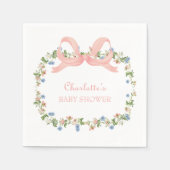 Wildflower Roze Bow Baby shower Servet (Voorkant)