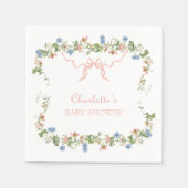 Wildflower Roze Bow Baby shower Servet (Voorkant)