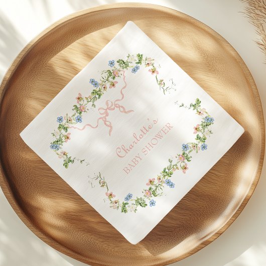 Wildflower Roze Bow Baby shower Servet