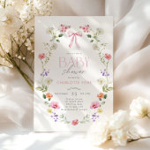 Wildflower roze Bow Elegant Baby shower Kaart