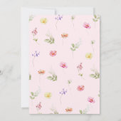 Wildflower roze Bow Elegant Baby shower Kaart (Achterkant)