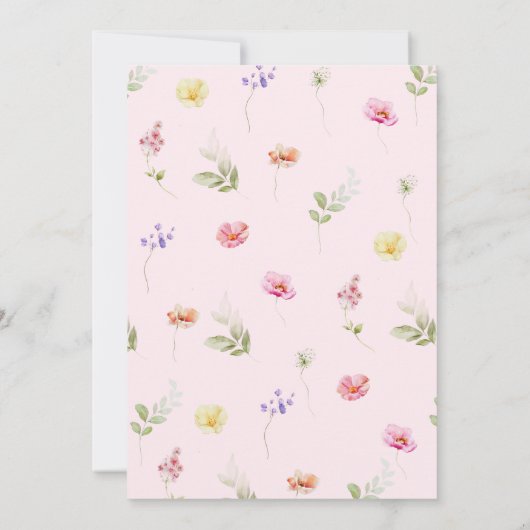 Wildflower roze Bow Elegant Baby shower Kaart (Achterkant)