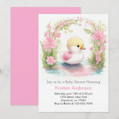 Wildflower roze eendje meisje Baby shower Kaart (Voorkant / Achterkant)