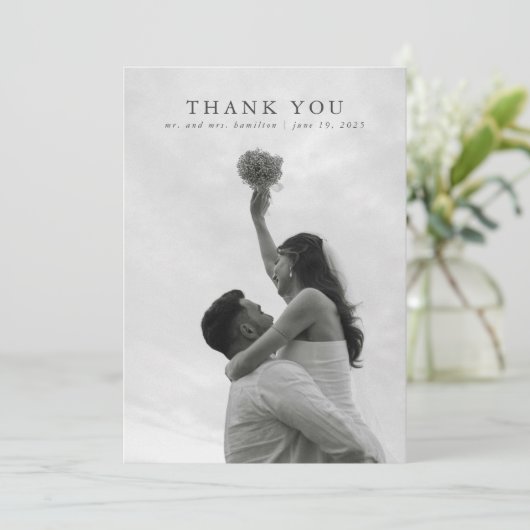 Wildflower Roze Elegante Trouwbedankkaart Kaart (Staand voorkant)