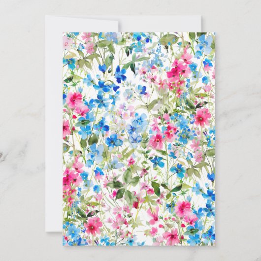Wildflower Roze en Blauwe Bloemen Baby shower Kaart (Achterkant)