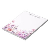 Wildflower Roze en Paarse Waterverf Custom Name Notitieblok (Linkerzijde)