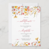 Wildflower roze geel bloemmeisjes 1e verjaardag kaart (Voorkant)