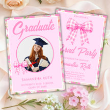 Wildflower Roze Gingham Strik Foto Afstudeerfeest