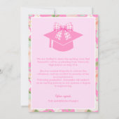 Wildflower Roze Gingham Strik Foto Afstuderen Aankondiging (Achterkant)