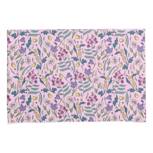 Wildflower roze kleur kussen Hoesje Kussensloop (Voorkant-Rechts)