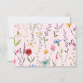 Wildflower Roze Meisje Baby shower Dank je kaart (Achterkant)
