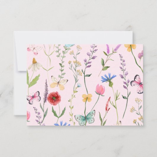 Wildflower Roze Meisje Baby shower Dank je kaart (Achterkant)