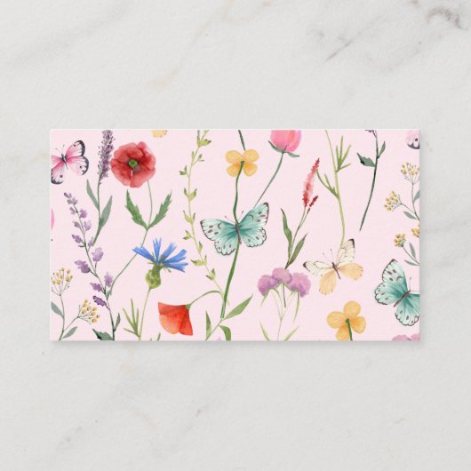 Wildflower Roze Meisje Boeken voor Baby shower Informatiekaartje (Achterkant)