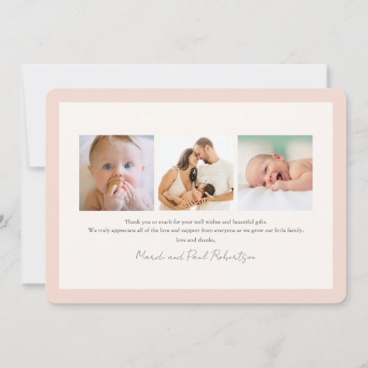 Wildflower roze meisje foto geboorte aankondiging (Achterkant)