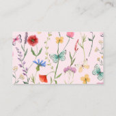 Wildflower Roze Meisje Luier Raffle Baby shower Informatiekaartje (Achterkant)