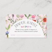 Wildflower Roze Meisje Luier Raffle Baby shower Informatiekaartje (Voorkant)