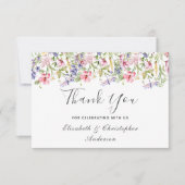 Wildflower Roze Paarse Bloemen Dragonfly Bruiloft Bedankkaart (Voorkant)