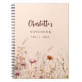 Wildflower roze perzik naam script notitieboek (Voorkant)