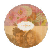  Wildflower Roze Poppy Foto Monogram Snijplank (Voorkant)