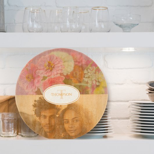  Wildflower Roze Poppy Foto Monogram Snijplank