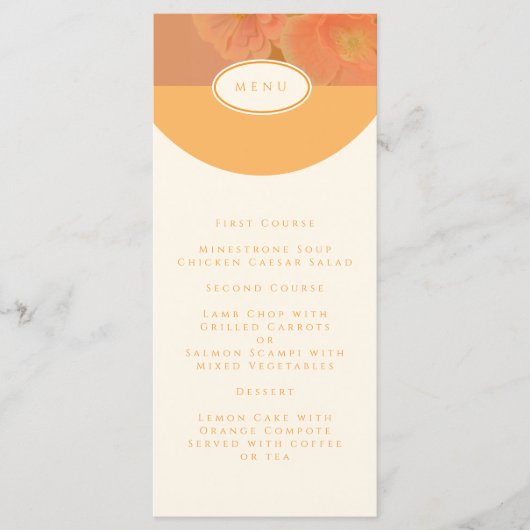  Wildflower Roze Poppy Monogram Huwelijk Menu (Voorkant)