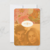  Wildflower Roze Poppy Wedding Monogram Bedankkaart (Voorkant)