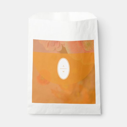  Wildflower Roze Poppy Wedding Monogram Bedankzakje (Voorkant)