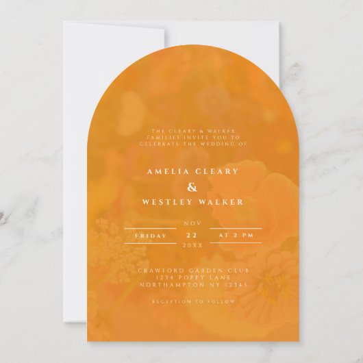  Wildflower Roze Poppy Wedding Monogram Kaart (Achterkant)