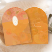  Wildflower Roze Poppy Wedding Monogram Kaart