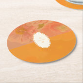  Wildflower Roze Poppy Wedding Monogram Ronde Kartonnen Onderzetter (Gebogen)