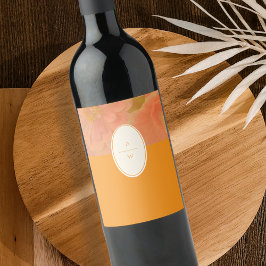  Wildflower Roze Poppy Wedding Monogram Wijn Etiket