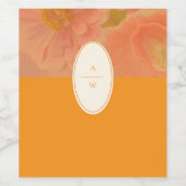  Wildflower Roze Poppy Wedding Monogram Wijn Etiket (Enkel label)