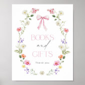 Wildflower Roze strik Boeken en geschenken Poster (Voorkant)