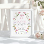 Wildflower Roze strik elegante Luier Raffle Poster