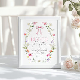 Wildflower Roze strik elegante Luier Raffle Poster