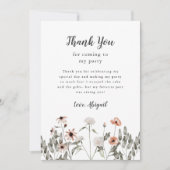 Wildflower Roze Verjaardagsfeest Bedankkaart (Voorkant)