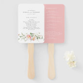 Wildflower Roze Waterverf Elegant Trouwprogramma Handwaaier (Voorkant en achterkant)