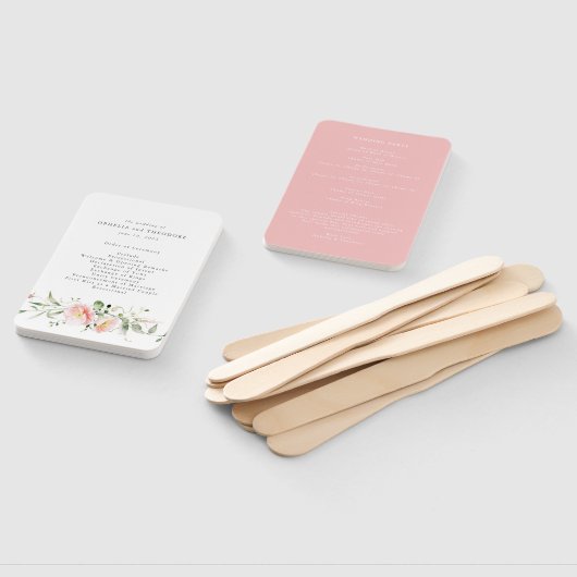 Wildflower Roze Waterverf Elegant Trouwprogramma Handwaaier (Niet-gemonteerd)