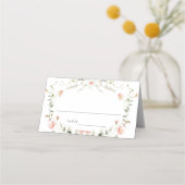 Wildflower Roze Waterverf Elegante bruiloft Plaatskaartje (Voorkant)