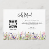Wildflower RSVP Bruiloft QR CODE Details op achter Informatiekaartje (Voorkant)