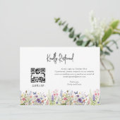Wildflower RSVP Bruiloft QR CODE Details op achter Informatiekaartje (Staand voorkant)