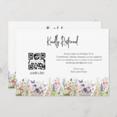 Wildflower RSVP Bruiloft QR CODE Details op achter Informatiekaartje (Voorkant / Achterkant)