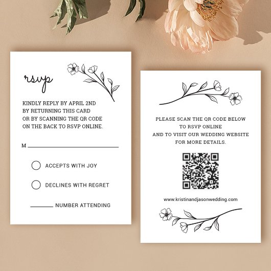 Wildflower RSVP Card met QR Code